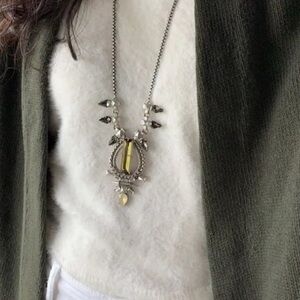 Stella & Dot Eclipse Pendant Silver and Yellow Pendant Necklace